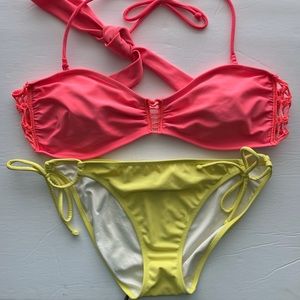 Yellow and pink bikini size medium